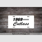 1969 Oldsmobile Cutlass License Plate White With Black Text Car Model