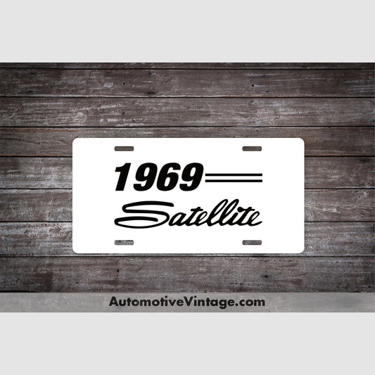 1969 Plymouth Satellite License Plate White With Black Text Car Model