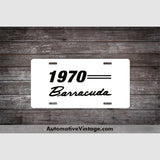 1970 Plymouth Barracuda License Plate White With Black Text Car Model