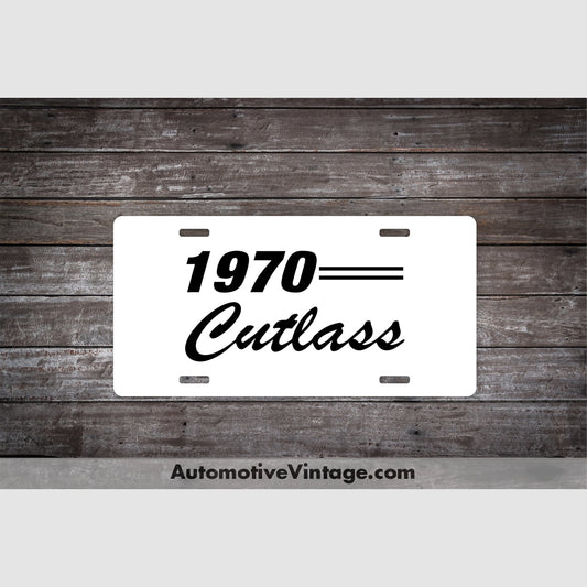 1970 Oldsmobile Cutlass License Plate White With Black Text Car Model