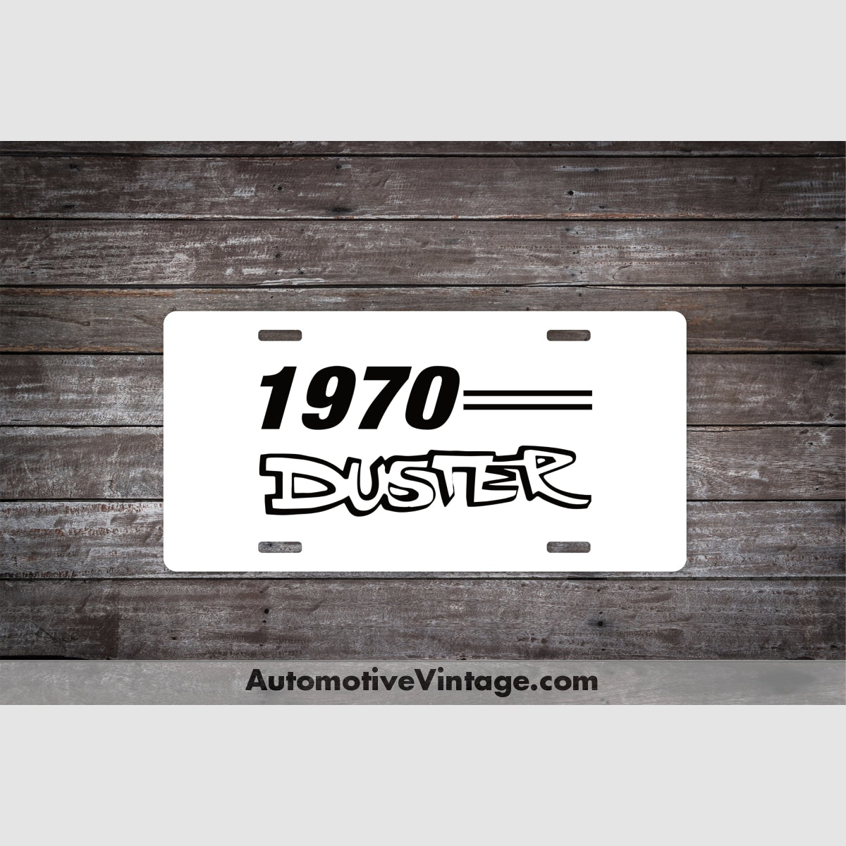 1970 Plymouth Duster License Plate White With Black Text Car Model