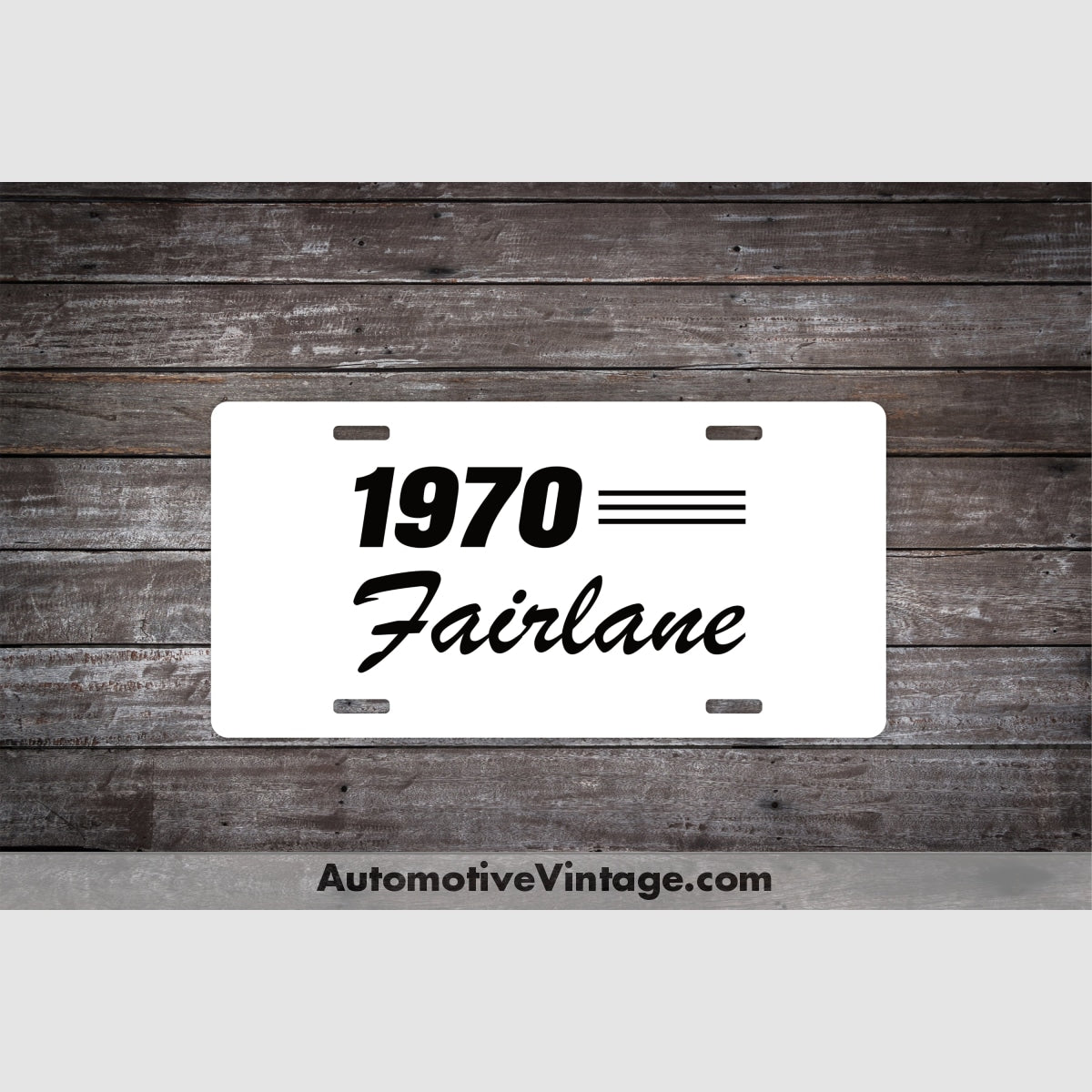 1970 Ford Fairlane License Plate White With Black Text Car Model