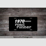 1970 Plymouth Roadrunner License Plate Black With White Text Car Model