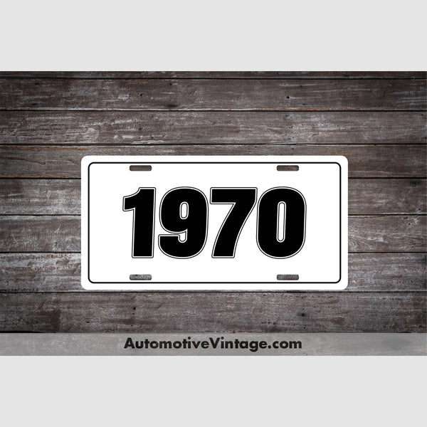 1970 Car Year License Plate White With Black Text