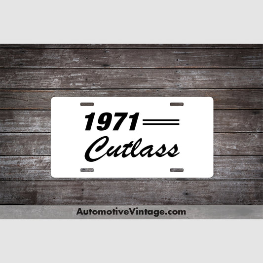 1971 Oldsmobile Cutlass License Plate White With Black Text Car Model