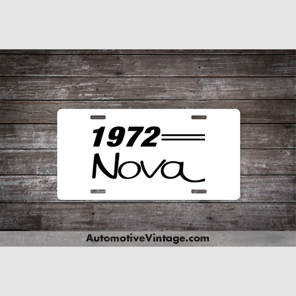 1972 Chevrolet Nova License Plate White With Black Text Car Model