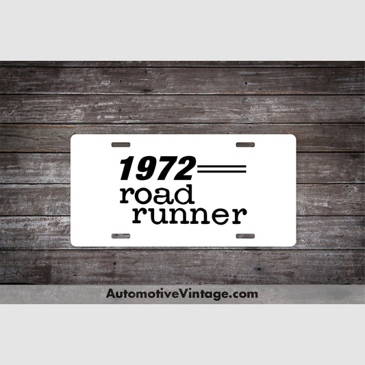 1972 Plymouth Roadrunner License Plate White With Black Text Car Model