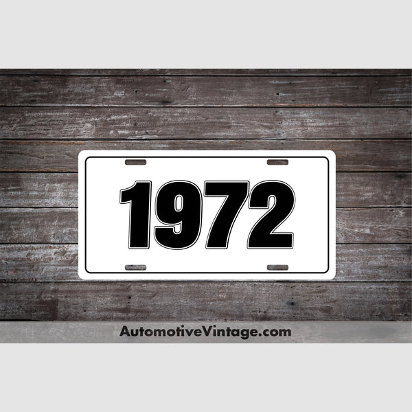 1972 Car Year License Plate White With Black Text