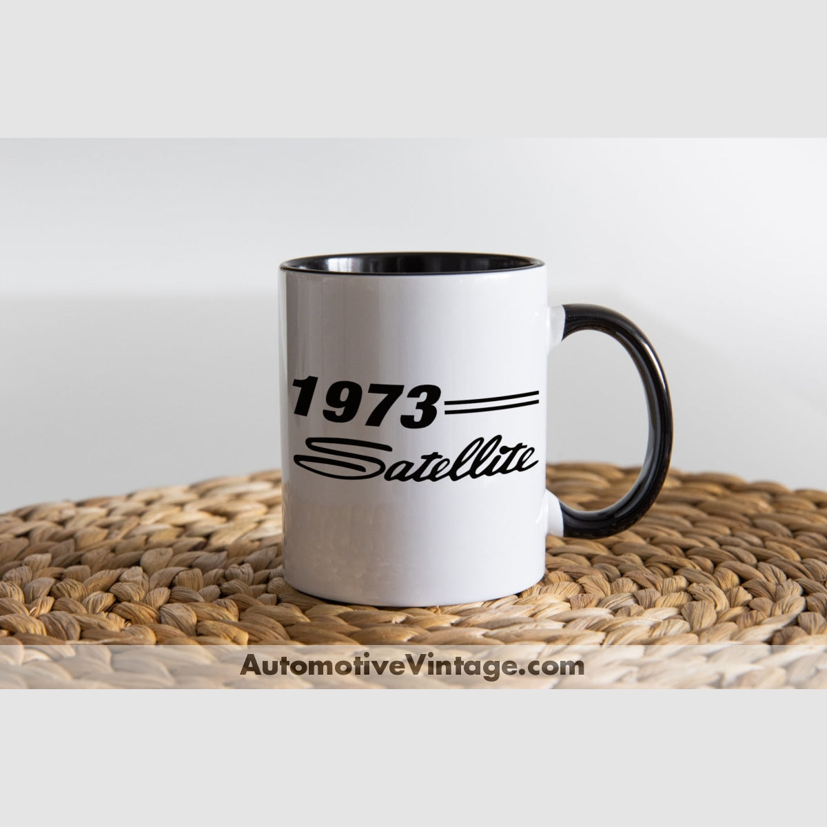 1973 Plymouth Satellite Coffee Mug Black & White Two Tone Car Model