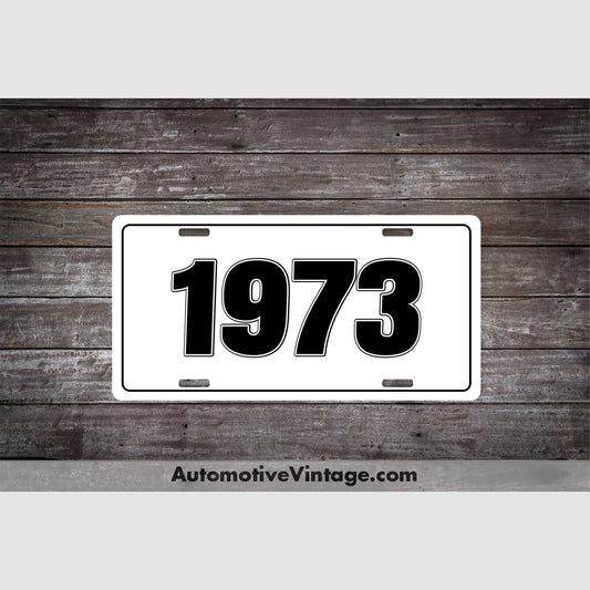 1973 Car Year License Plate White With Black Text