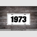 1973 Car Year License Plate White With Black Text