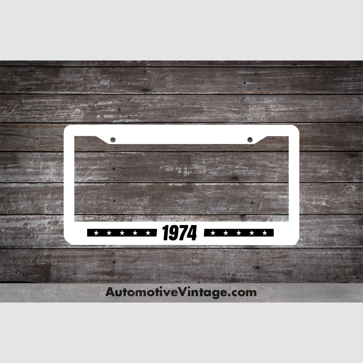 1974 Car Year License Plate Frame White Frame - Black Letters
