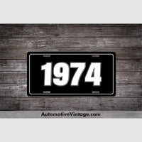 1974 Car Year License Plate Black With White Text