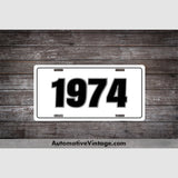 1974 Car Year License Plate White With Black Text