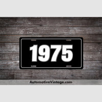 1975 Car Year License Plate Black With White Text