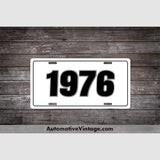 1976 Car Year License Plate White With Black Text