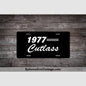 1977 Oldsmobile Cutlass License Plate Black With White Text Car Model