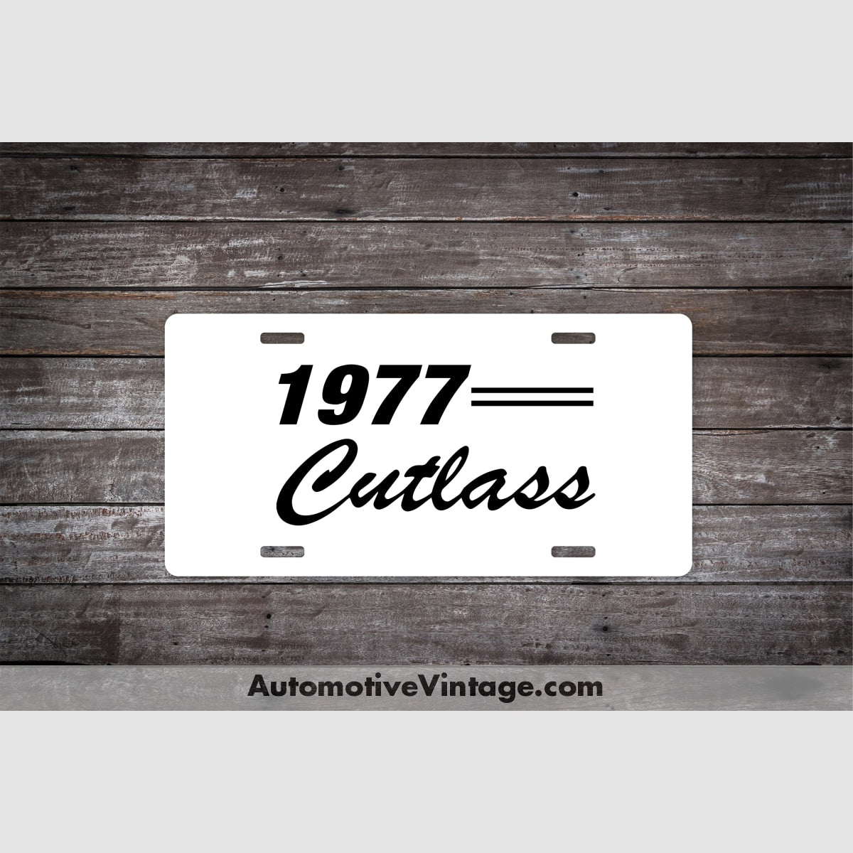 1977 Oldsmobile Cutlass License Plate White With Black Text Car Model
