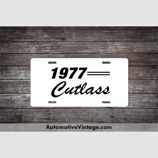 1977 Oldsmobile Cutlass License Plate White With Black Text Car Model