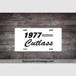 1977 Oldsmobile Cutlass License Plate White With Black Text Car Model