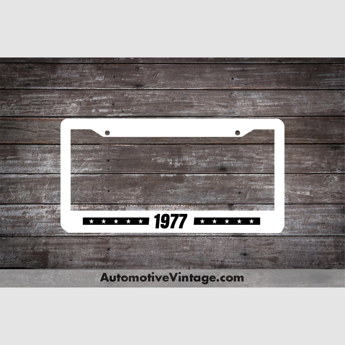 1977 Car Year License Plate Frame White Frame - Black Letters