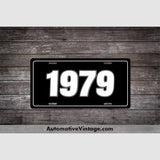1979 Car Year License Plate Black With White Text