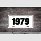 1979 Car Year License Plate White With Black Text