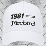 1981 Pontiac Firebird Car Model Hat White