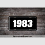 1983 Car Year License Plate Black With White Text