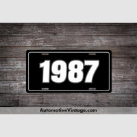 1987 Car Year License Plate Black With White Text