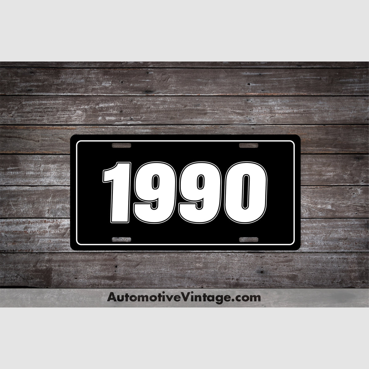 1990 Car Year License Plate Black Plate with White Text Car Year License Plate