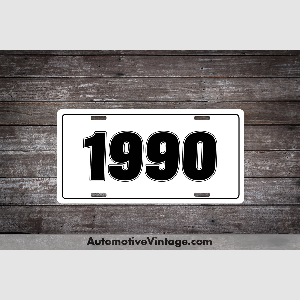 1990 Car Year License Plate White Plate with Black Text Car Year License Plate