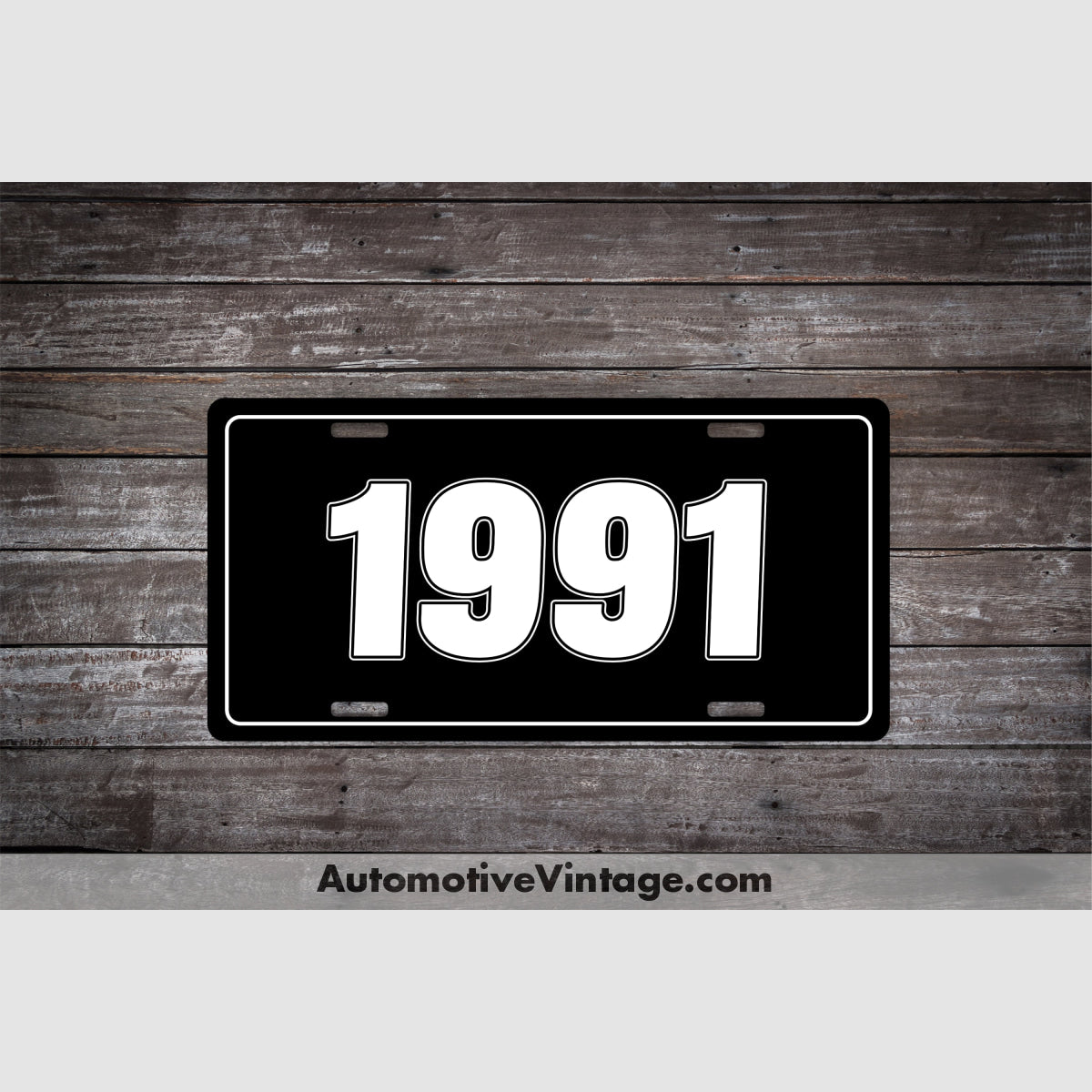 1991 Car Year License Plate Black Plate with White Text Car Year License Plate