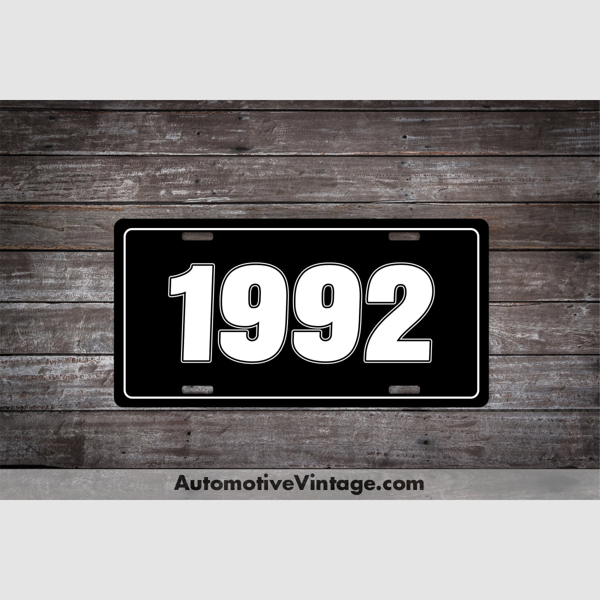 1992 Car Year License Plate Black Plate with White Text Car Year License Plate