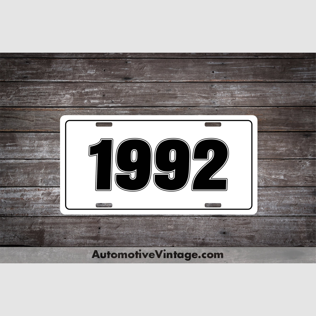 1992 Car Year License Plate White Plate with Black Text Car Year License Plate