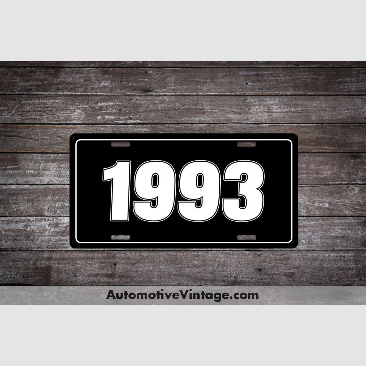 1993 Car Year License Plate Black Plate with White Text Car Year License Plate