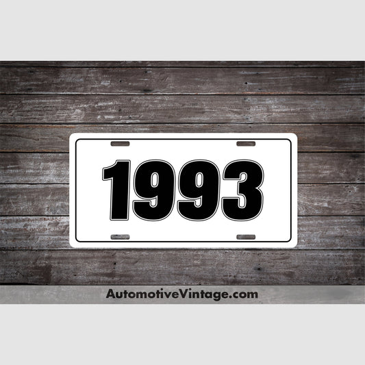 1993 Car Year License Plate White Plate with Black Text Car Year License Plate
