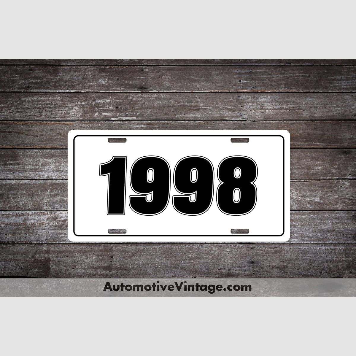1998 Car Year License Plate White Plate with Black Text Car Year License Plate