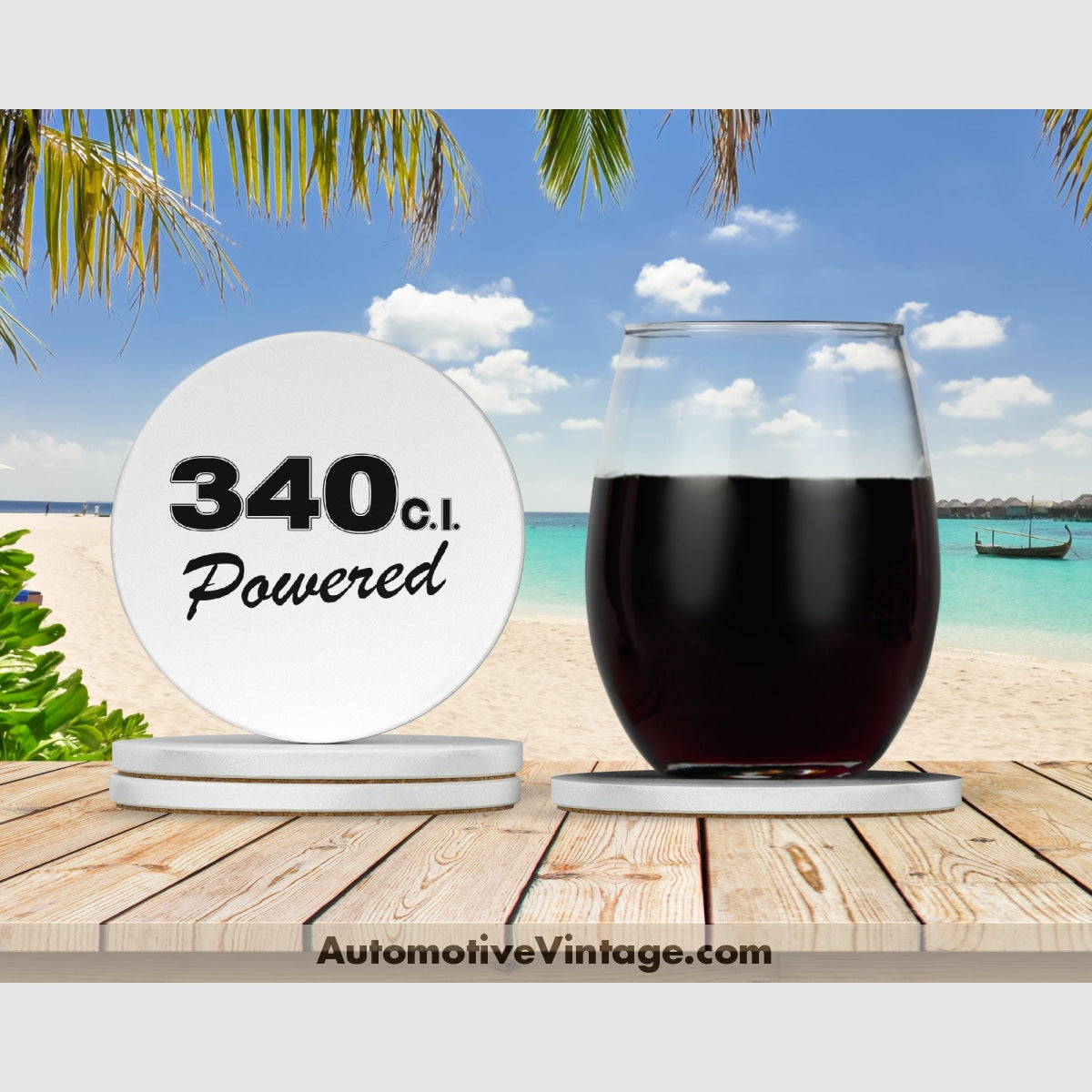 Plymouth 340 C.i. Powered Engine Size Drink Coaster Set Coasters