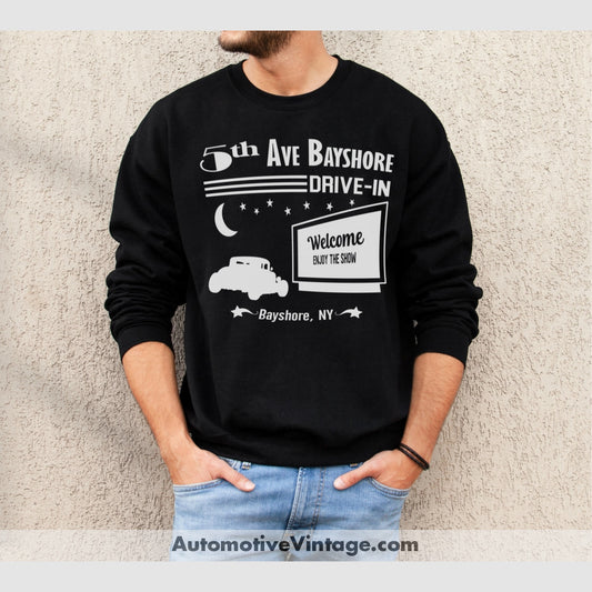 5Th Ave Bayshore Drive-In New York Drive In Sweatshirt Black / S