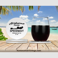 Airborne Park Speedway Plattsburgh New York Drag Racing Drink Coaster Set