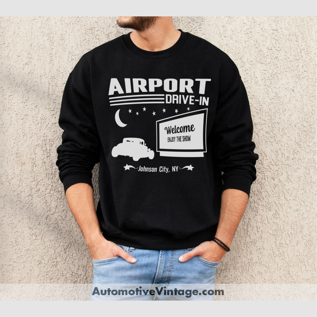 Airport Drive-In Johnson City New York Drive In Sweatshirt Black / S