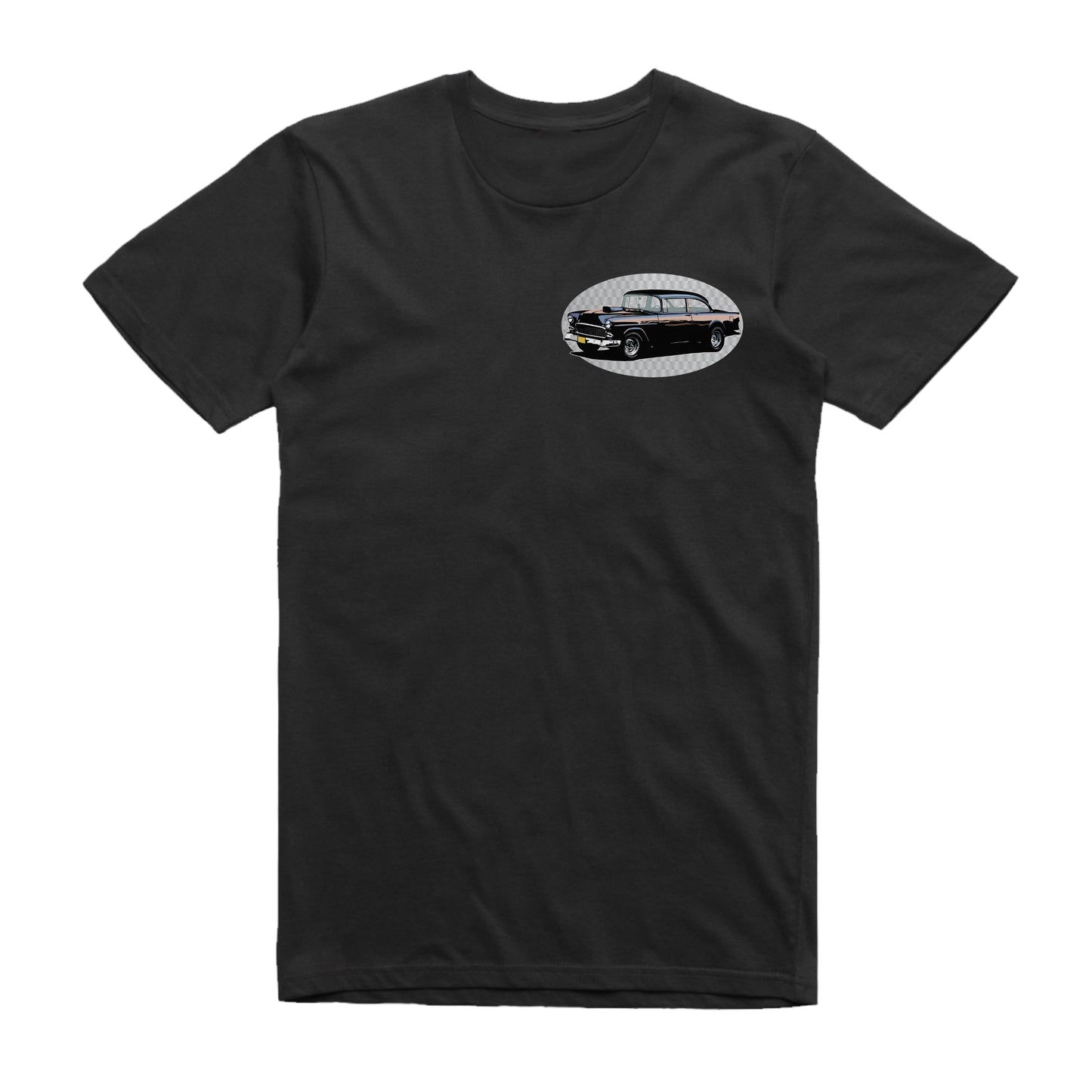 American Graffiti 1955 Chevy Bob Falfa Famous Car Chest Logo T-shirt Black / S Famous Car T-Shirt