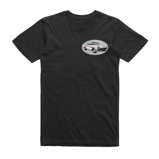 American Graffiti 1958 Chevy Steve Bolander Famous Car Chest Logo T-shirt Black / S Famous Car T-Shirt