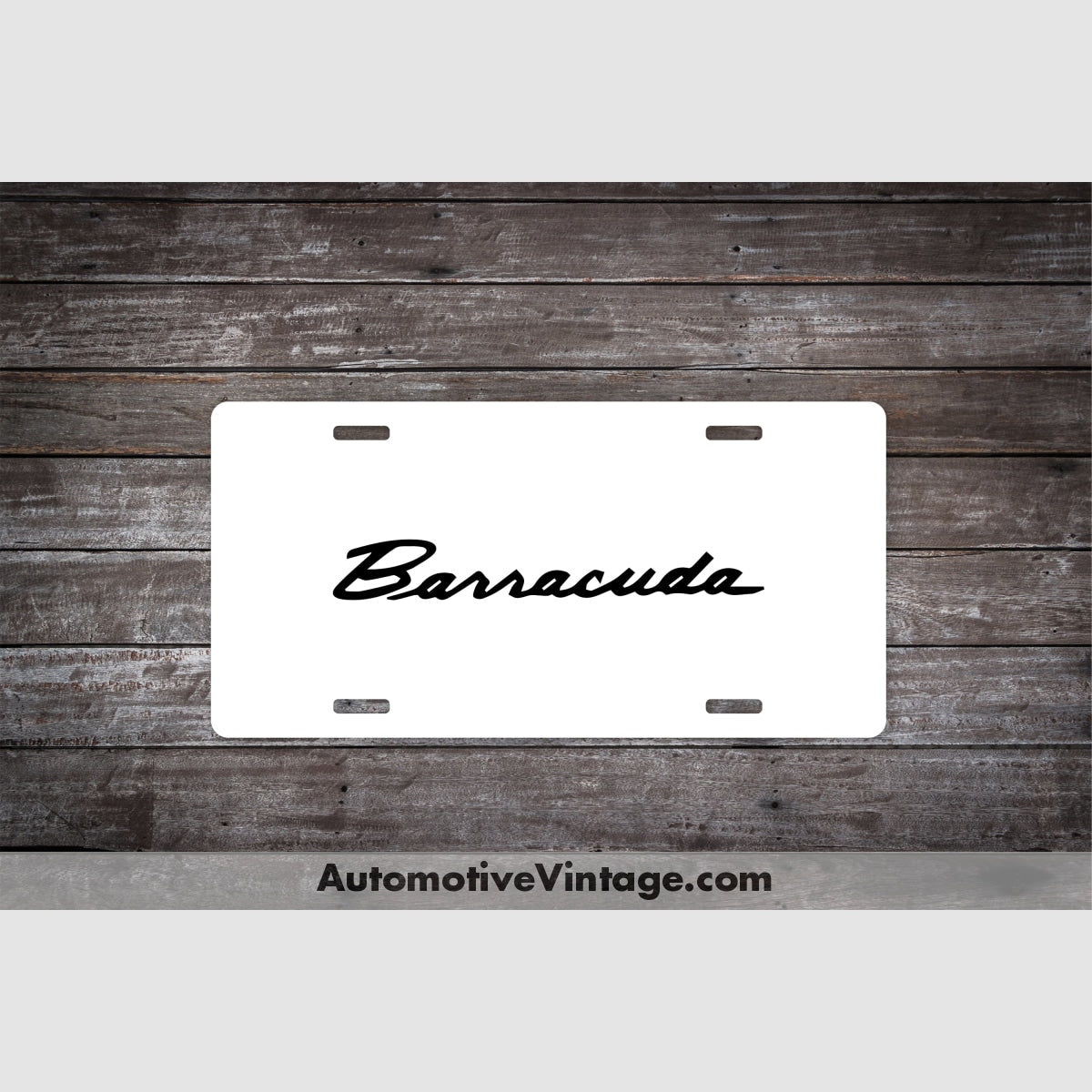 Plymouth Barracuda License Plate White With Black Text Car Model