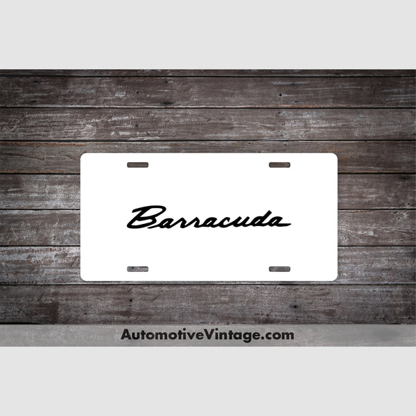 Plymouth Barracuda License Plate White With Black Text Car Model