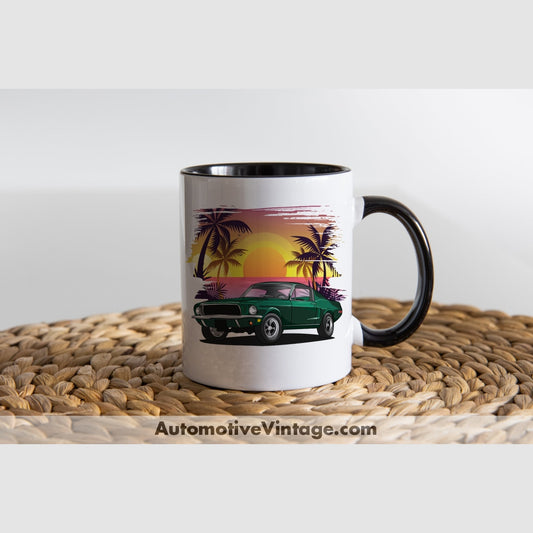 Bullitt Ford Mustang Famous Car Coffee Mug Black & White Two Tone