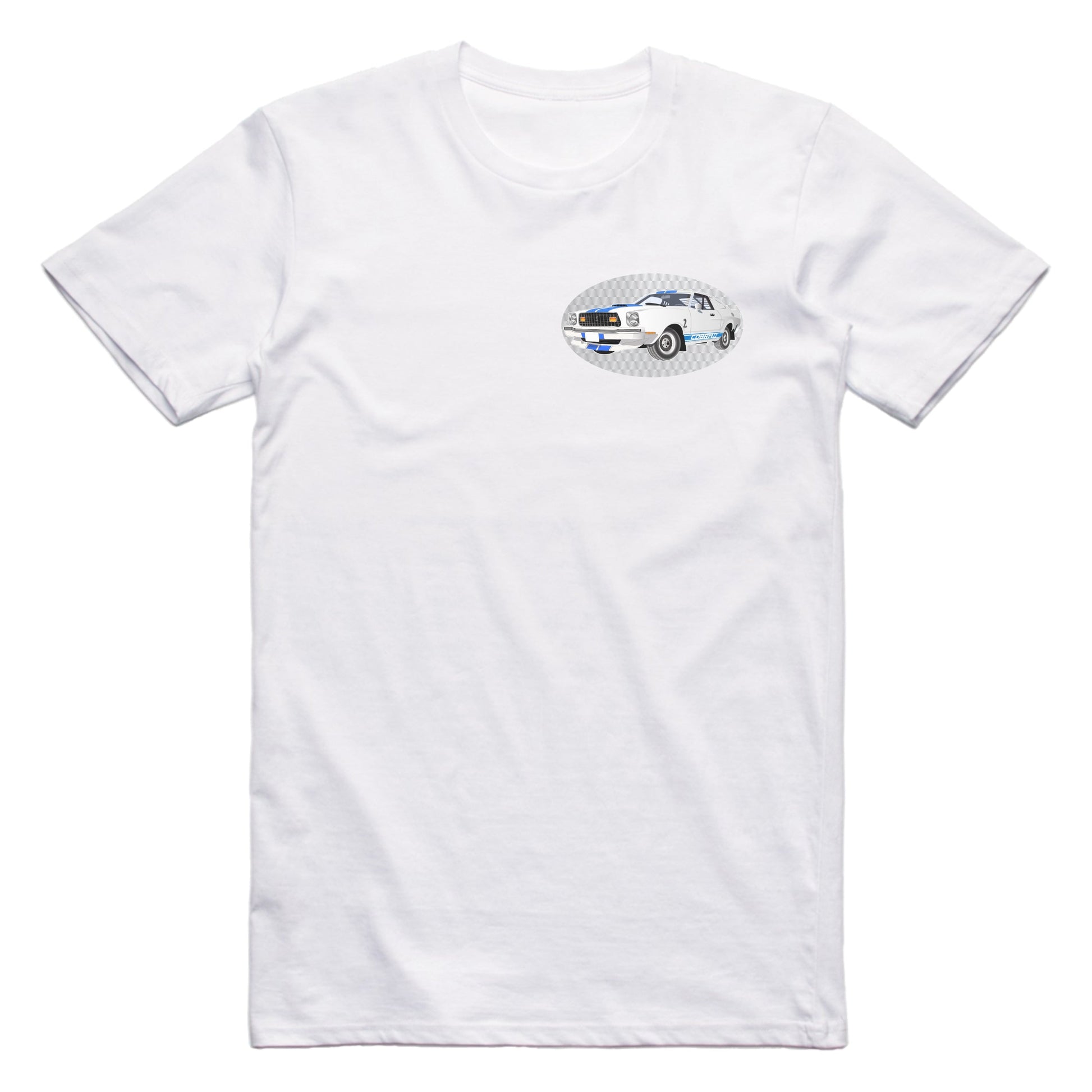 Charlies Angels Ford Cobra 2 Famous Car Chest Logo T-shirt White / S Famous Car T-Shirt