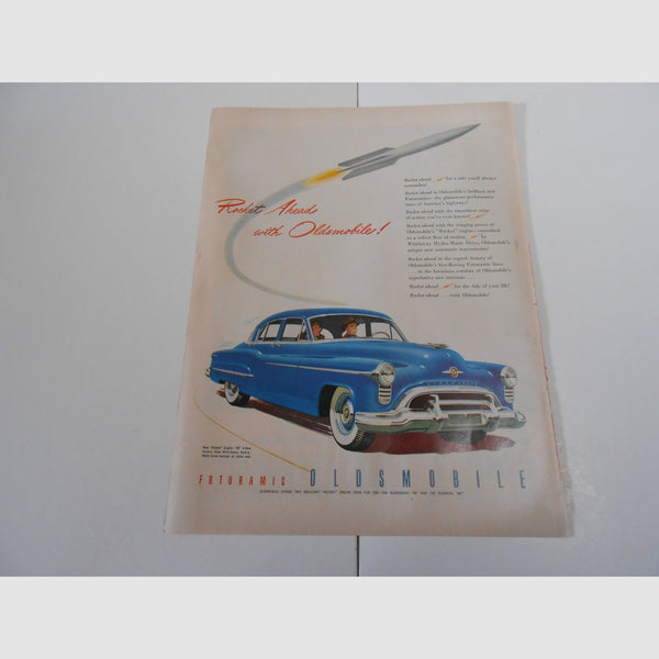 Oldsmobile 98 Futuramic Rocket Original Magazine Car Ad (1950)