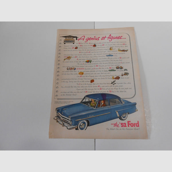 Ford Customline Original Magazine Car Ad (1952)